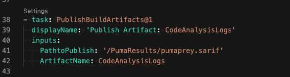 Publish build artifacts YAML Definition